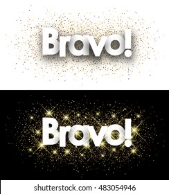 Bravo paper banners set with shining sand. Vector illustration.