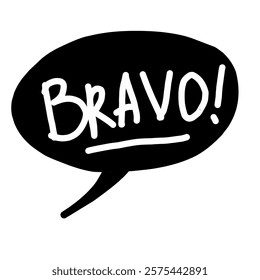 BRAVO speech bubble  Hand drawn Doodle art line