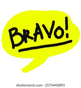 BRAVO speech bubble  Hand drawn Doodle art line