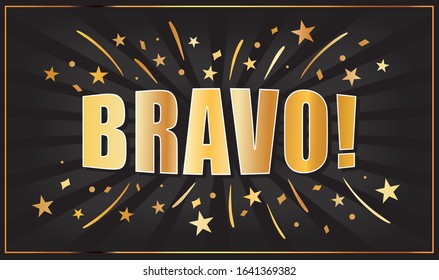 Bravo text golden banner Vector illustration