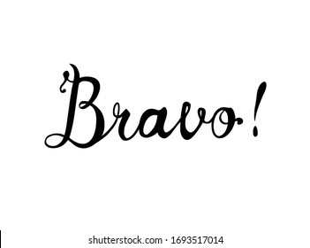 Bravo. Vector word of calligrapic letters black on white