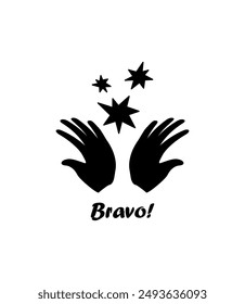 Bravo, well done concept vector illustration. Two clapping palms. Applause. Simple approval symbol.