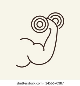 Brawn line icon. Arm, dumbbell, strength. Sport concept. Vector illustration can be used for topics like sport, fitness, healthy lifestyle