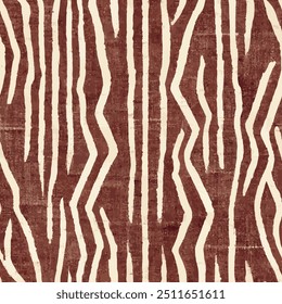 Padrão sem emenda de Ikat Étnico listrado em castanho e branco.  Ikat étnica tribal, boho cores arte de fundo. Ilustração para cartões de saudação, impressão e outro projeto de design.