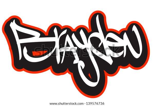 Brayden Graffiti Font Style Name Hiphop Stock Vector Royalty Free
