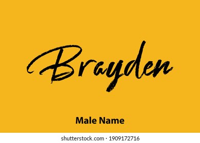 Brayden Male Name Handwritten Brush Lettering Calligraphy Text 