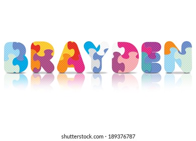 BRAYDEN written with alphabet puzzle - vector illustration