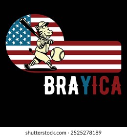 Brayica Baseball Zebra American Flag Camiseta divertida