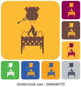 Brazier and chicken icon. Vector illustration