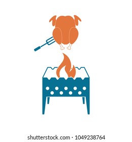 Brazier and chicken icon. Vector illustration