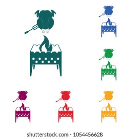 Brazier and chicken icon. Vector illustration