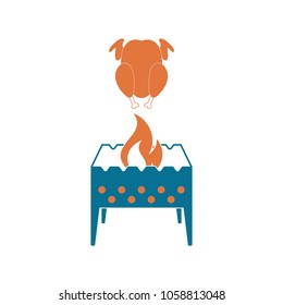Brazier and chicken icon. Vector illustration