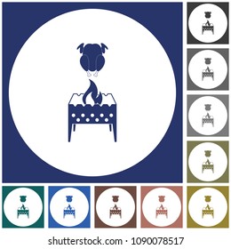 Brazier and chicken icon. Vector illustration

