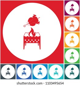 Brazier and chicken icon. Vector illustration

