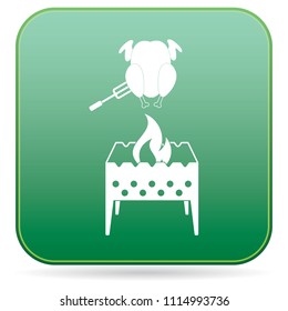 Brazier and chicken icon. Vector illustration