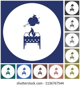 Brazier and chicken icon. Vector illustration