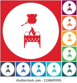 Brazier and chicken icon. Vector illustration

