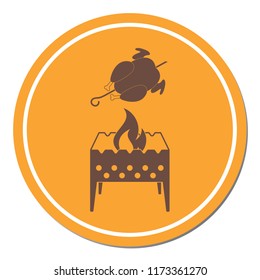 Brazier and chicken icon. Vector illustration