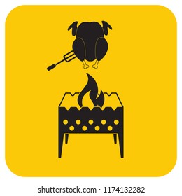 Brazier and chicken icon. Vector illustration