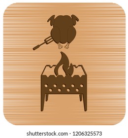 Brazier and chicken icon. Vector illustration

