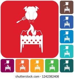 Brazier and chicken icon. Vector illustration