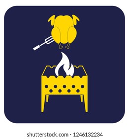 Brazier and chicken icon. Vector illustration