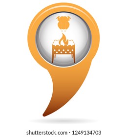 Brazier and chicken icon. Vector illustration

