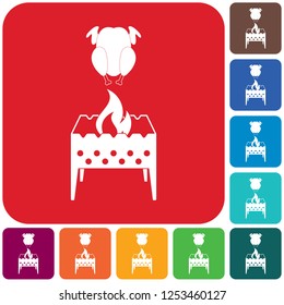 Brazier and chicken icon. Vector illustration