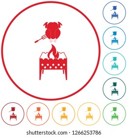 Brazier and chicken icon. Vector illustration