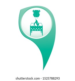 Brazier and chicken icon. Vector illustration

