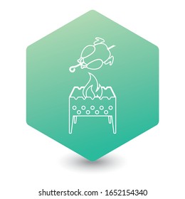 Brazier and chicken icon. Vector illustration

