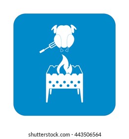 Brazier and chicken icon. Vector illustration