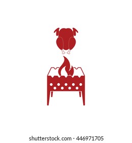 Brazier and chicken icon. Vector illustration