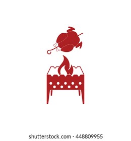 Brazier and chicken icon. Vector illustration