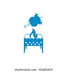 Brazier and chicken icon. Vector illustration