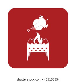 Brazier and chicken icon. Vector illustration