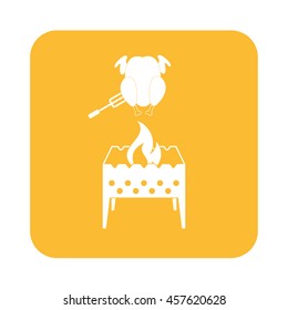 Brazier and chicken icon. Vector illustration