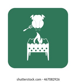 Brazier and chicken icon. Vector illustration