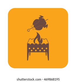 Brazier and chicken icon. Vector illustration