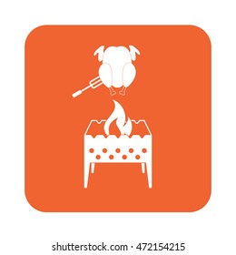 Brazier and chicken icon. Vector illustration