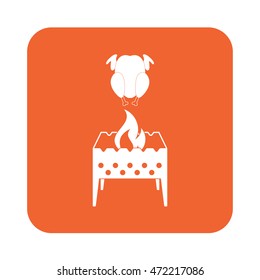 Brazier and chicken icon. Vector illustration