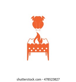 Brazier and chicken icon. Vector illustration