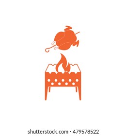 Brazier and chicken icon. Vector illustration

