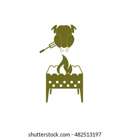 Brazier and chicken icon. Vector illustration

