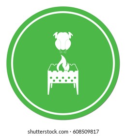 Brazier and chicken icon. Vector illustration

