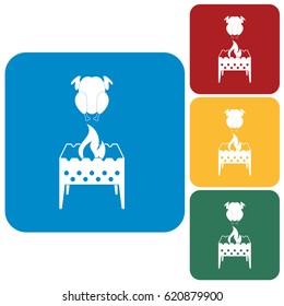 Brazier and chicken icon. Vector illustration

