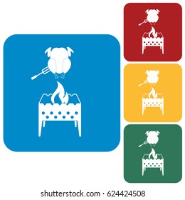 Brazier and chicken icon. Vector illustration
