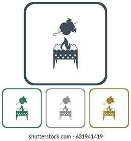 Brazier and chicken icon. Vector illustration