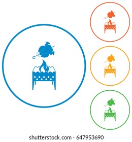 Brazier and chicken icon. Vector illustration