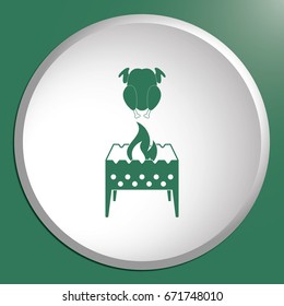Brazier and chicken icon. Vector illustration